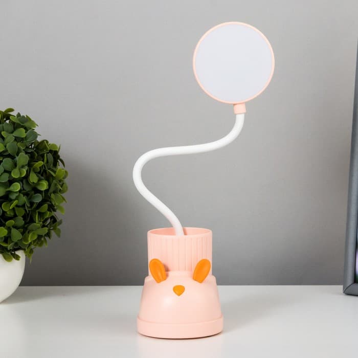 Лампа настольная «Ботинок заяц» LED 3 режима 3 Вт USB органайзер розовый 8×11×31 см RISALUX
