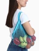 Сумка-авоська плетёная, клетка 1.5 см, бирюзовая