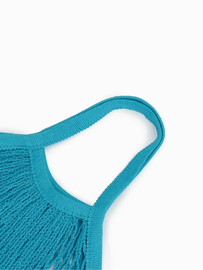 Сумка-авоська плетёная, клетка 1.5 см, бирюзовая