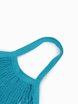 Сумка-авоська плетёная, клетка 1.5 см, бирюзовая