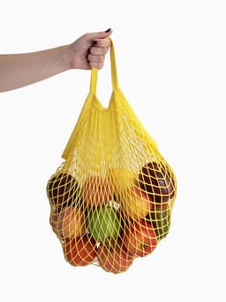 Сумка - авоська плетёная, ручка 12 см, клетка 1.5 см, жёлтая