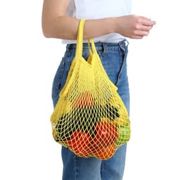 Сумка - авоська плетёная, ручка 12 см, клетка 1.5 см, жёлтая