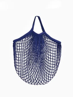 Сумка - авоська плетёная, ручка 12 см, клетка 1.5 см, синяя