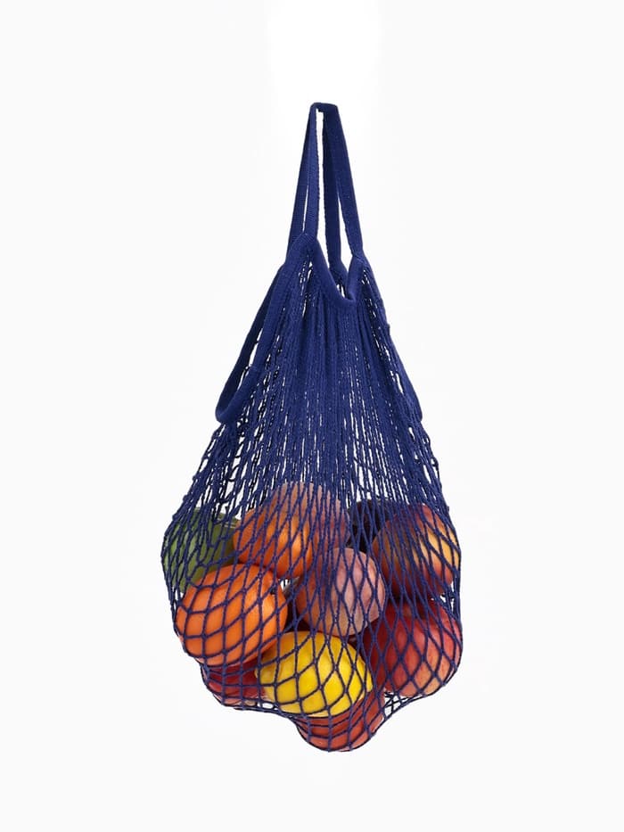 Сумка - авоська плетёная, ручка 12 см, клетка 1.5 см, синяя