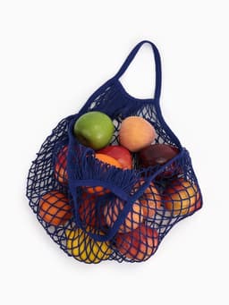 Сумка - авоська плетёная, ручка 12 см, клетка 1.5 см, синяя