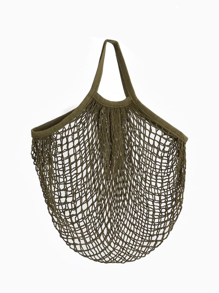 Сумка - авоська плетёная, клетка 1.5 см, зелёная