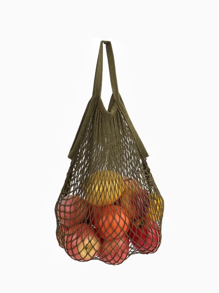 Сумка - авоська плетёная, клетка 1.5 см, зелёная