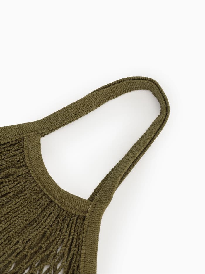 Сумка - авоська плетёная, клетка 1.5 см, зелёная