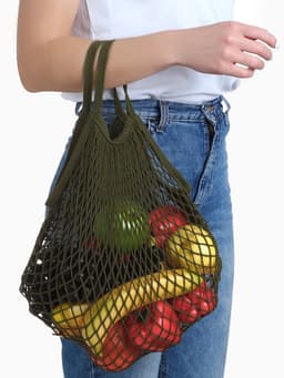 Сумка - авоська плетёная, клетка 1.5 см, зелёная