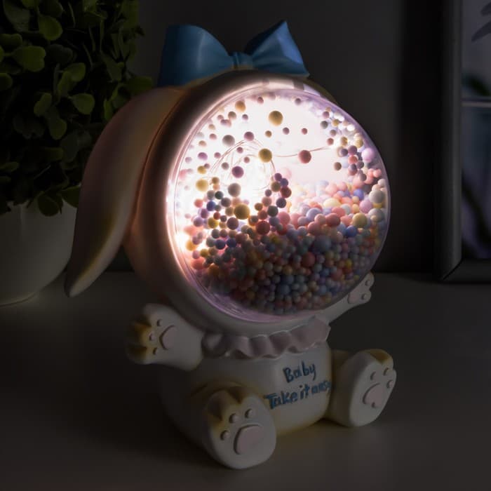 Фигурка светящаяся RISALUX «Зайка», LED-ночник, от батареек, бежевый, 9×14×14 см