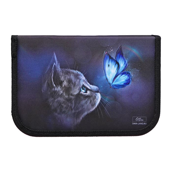 Пенал школьный, 3 секции, 14×21×4 см «Милый котик»