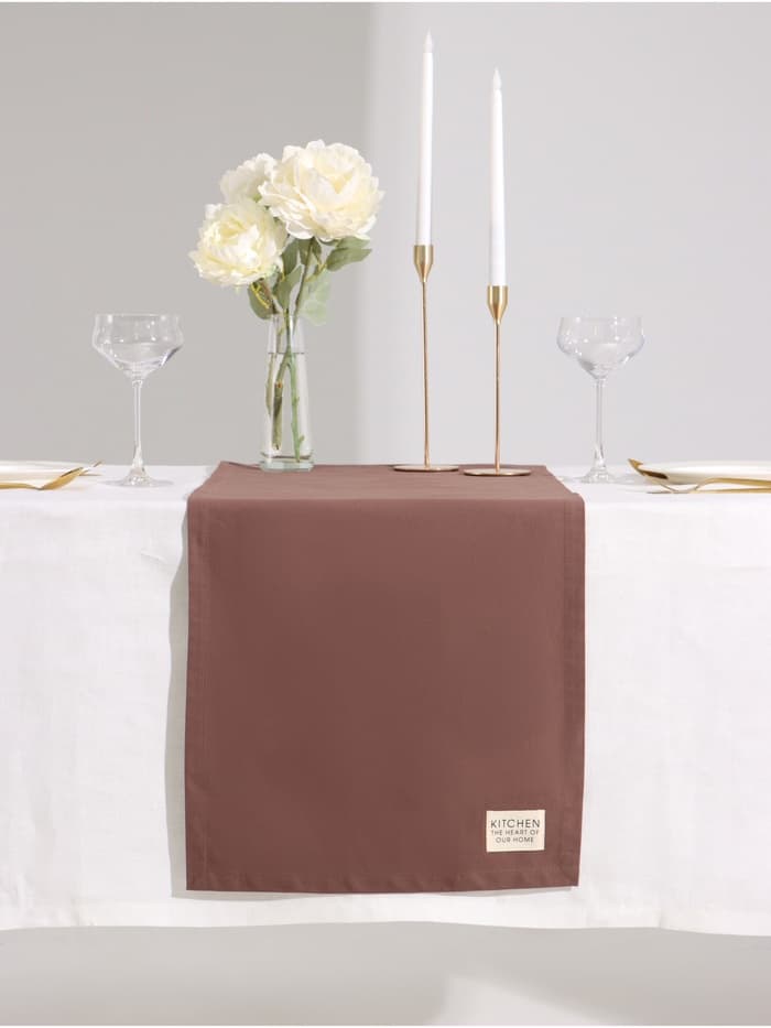Дорожка на стол «Этель» Kitchen 40×150 см, 100% хлопок, саржа 220 г/м², коричневая