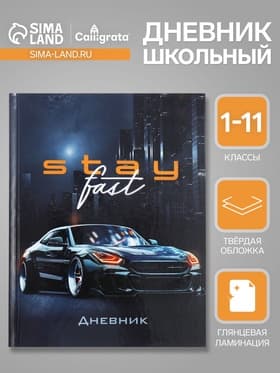 Дневник универсальный для 1-11 классов, «Тачка Stay Fast», твердая обложка 7БЦ, глянцевая ламинация, 40 листов