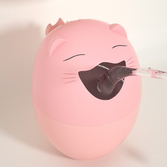 Ковш пластиковый для купания и мытья головы, детский банный ковшик «Котик», 500 мл., с леечкой, розовый