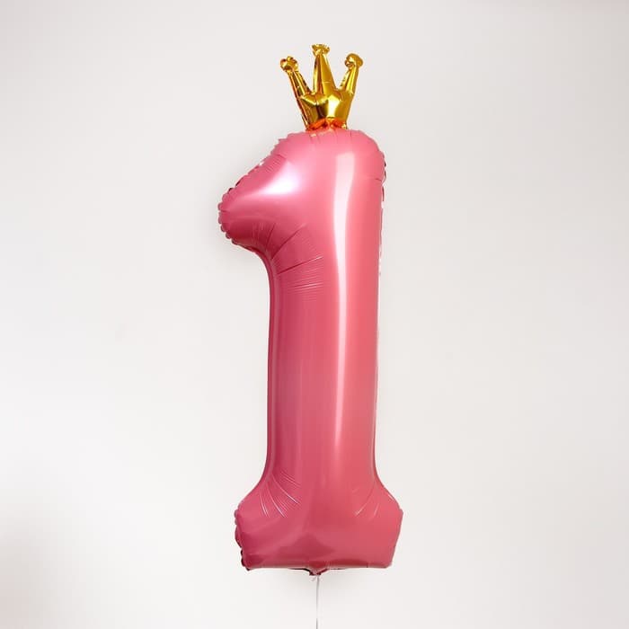 Воздушный шар фольгированный 40" «Цифра 1 с короной»