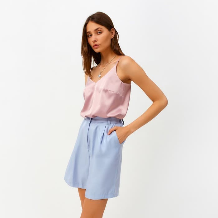 Шорты женские MINAKU: Enjoy, голубые, размер 48