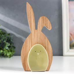 Фигурка дерево, керамика «Зайчик зелёный», 15×3×7.4 см