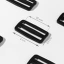 Пряжка регулирующая, двухщелевая, вн. ширина=50 мм, s=5 мм, 10 шт., чёрная