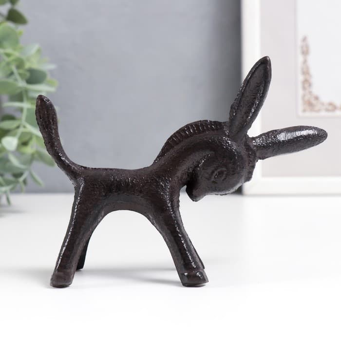 Фигурка чугун, подставка для колец «Ослик», 10×4×12.5 см