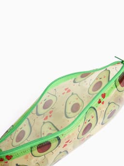 Косметичка-пенал на молнии, средний размер, с ярким рисунком, зелёная