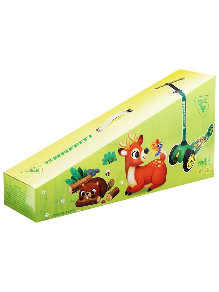 Самокат GRAFFITI «В лесу», колёса PU 110/80 мм, ABEC 7, цвет зелёный