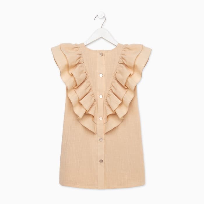 Платье для девочки MINAKU: Cotton Collection, светло-бежевое, рост 116-122 см