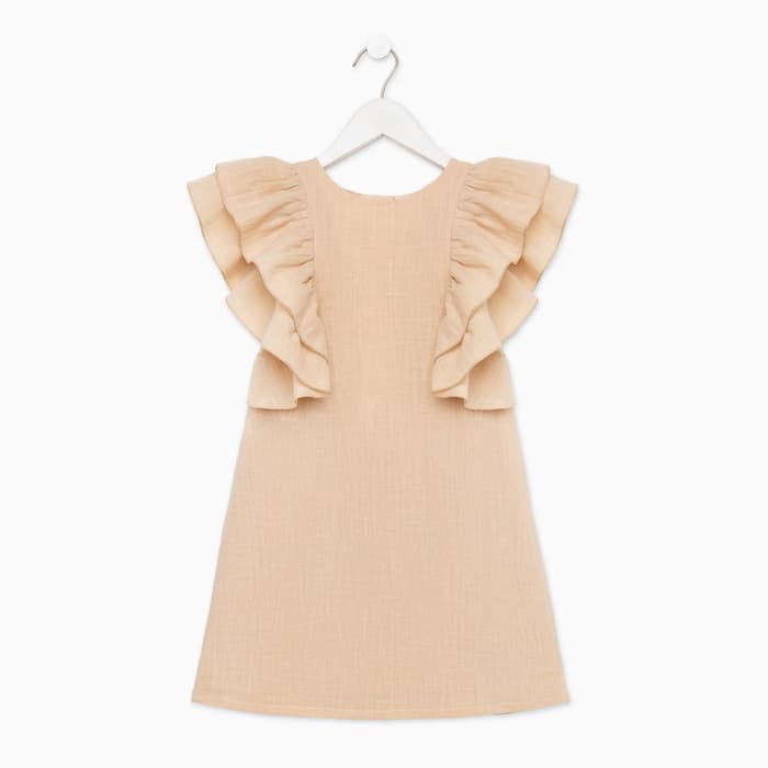 Платье для девочки MINAKU: Cotton Collection, светло-бежевое, рост 122-128 см