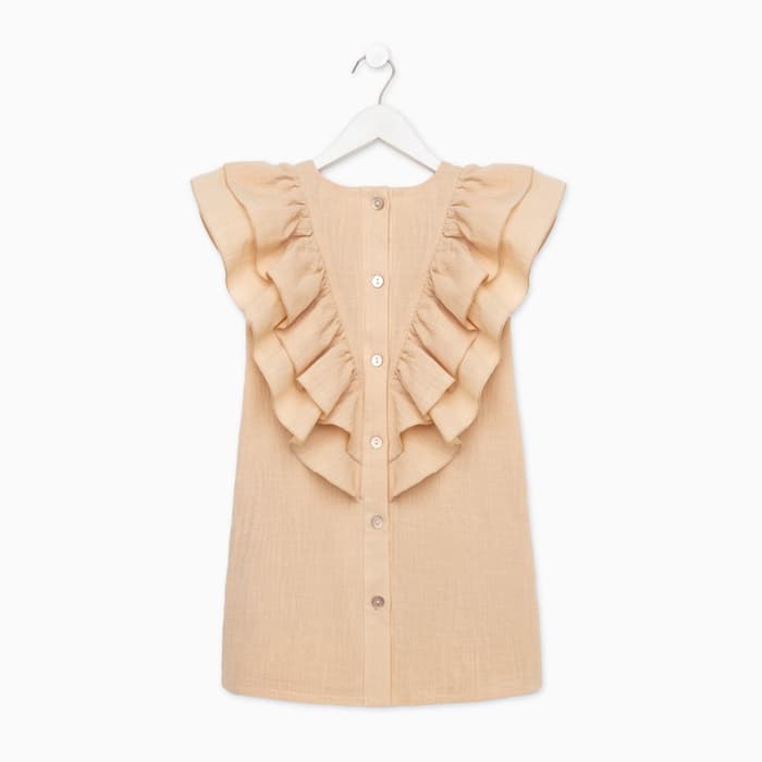 Платье для девочки MINAKU: Cotton Collection, светло-бежевое, рост 122-128 см