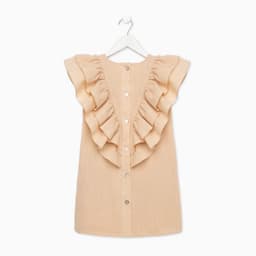 Платье для девочки MINAKU: Cotton Collection, светло-бежевое, рост 122-128 см