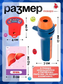 Игровой набор с проектором ZABIAKA «Моё тело», световые и звуковые эффекты, 24 карточки