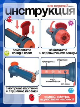 Игровой набор с проектором ZABIAKA «Моё тело», световые и звуковые эффекты, 24 карточки