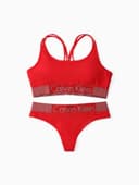 Комплект нижнего белья женский (топ с тонкими лямками, трусы), красный МИКС, размер 44-46