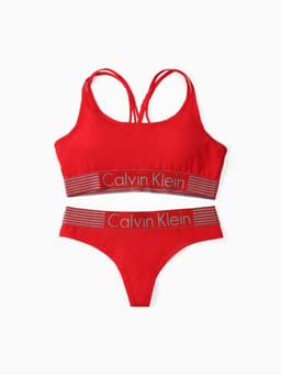 Комплект нижнего белья женский (топ с тонкими лямками, трусы), красный МИКС, размер 44-46