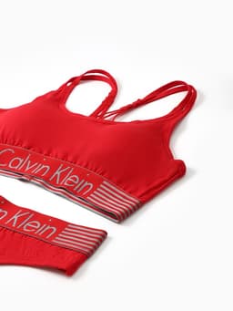 Комплект нижнего белья женский (топ с тонкими лямками, трусы), красный МИКС, размер 44-46