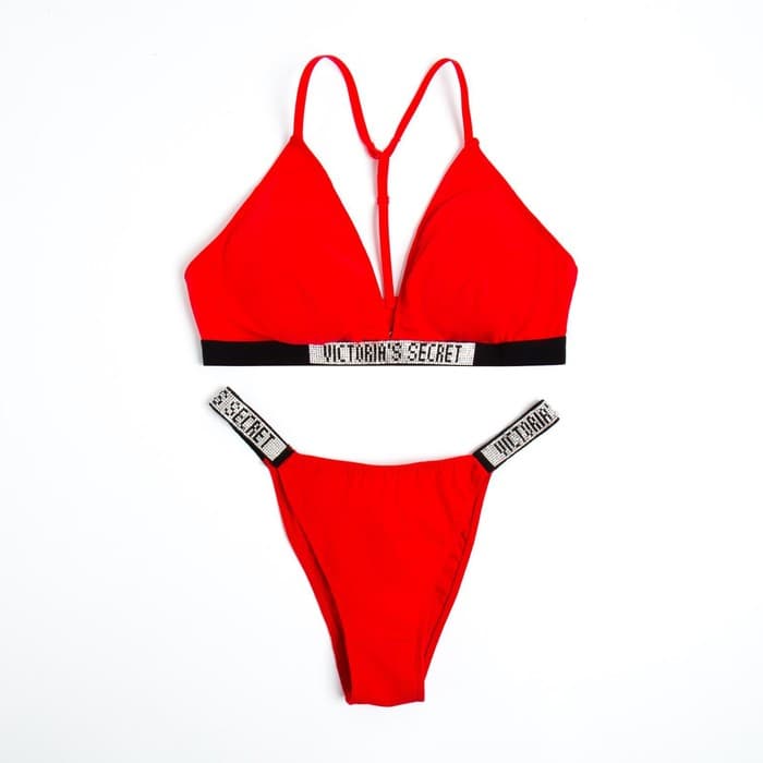 Комплект нижнего белья женский (топ, трусы), красный МИКС, размер 46-48