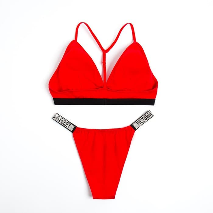 Комплект нижнего белья женский (топ, трусы), красный МИКС, размер 46-48