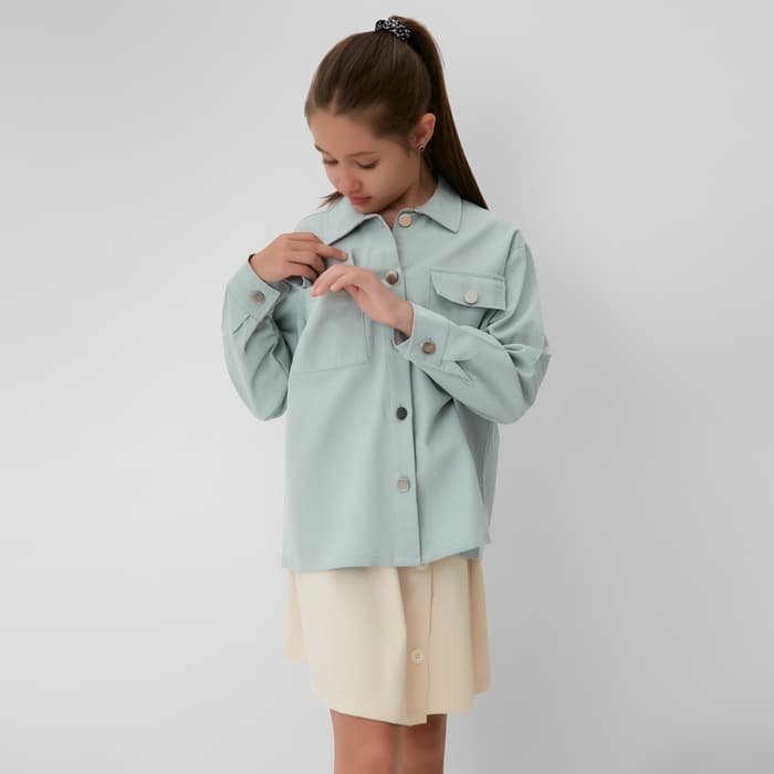 Рубашка для девочки MINAKU: Casual collection KIDS, цвет мятный, рост 122 см