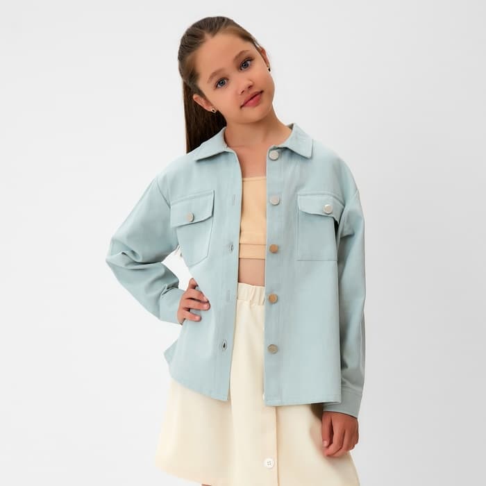 Рубашка для девочки MINAKU: Casual collection KIDS, цвет мятный, рост 128 см