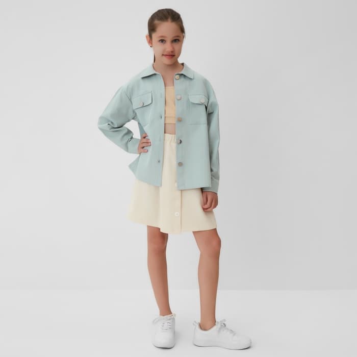 Рубашка для девочки MINAKU: Casual collection KIDS, цвет мятный, рост 128 см