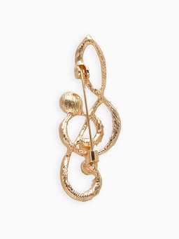 Брошь «Нота. Скрипичный ключ», белая в золоте