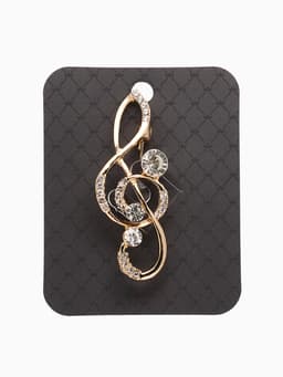 Брошь «Нота. Скрипичный ключ», белая в золоте