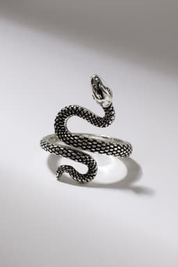 Кольцо «Змея», изогнутая, цвет чернёное серебро, безразмерное