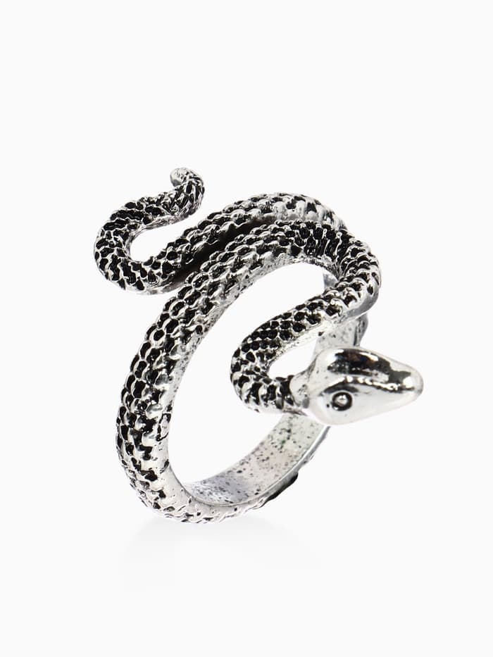 Кольцо «Змея», изогнутая, цвет чернёное серебро, безразмерное