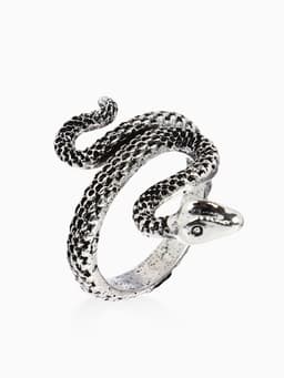 Кольцо «Змея», изогнутая, цвет чернёное серебро, безразмерное