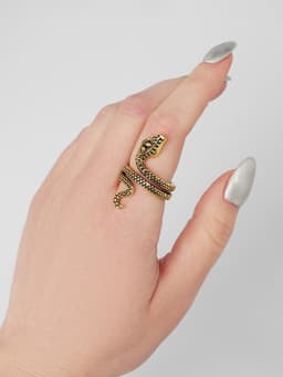 Кольцо «Змея», два глаза, цвет чернёное золото, безразмерное