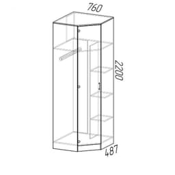 Шкаф угловой «ЭКО», 760×481×2200 мм, цвет дуб вотан, белый