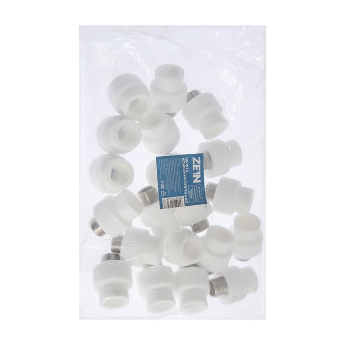 Муфта комбинированная ZEIN engr, полипропиленовая, наружная резьба, d=20 мм × 1/2"