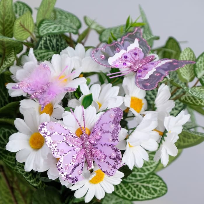 Бабочки для декора и флористики, на прищепке, пластиковые, фиолетовые, МИКС, 5 см и 8 см