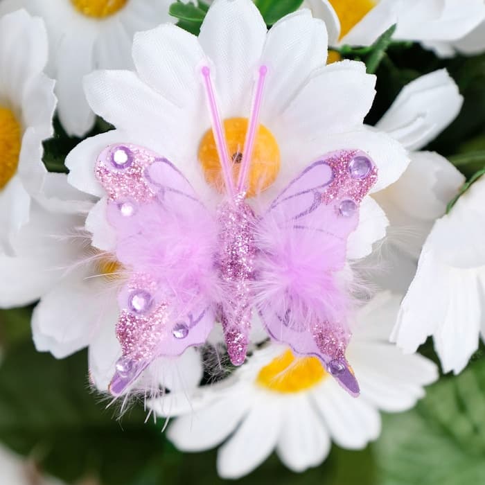 Бабочки для декора и флористики, на прищепке, пластиковые, фиолетовые, МИКС, 5 см и 8 см