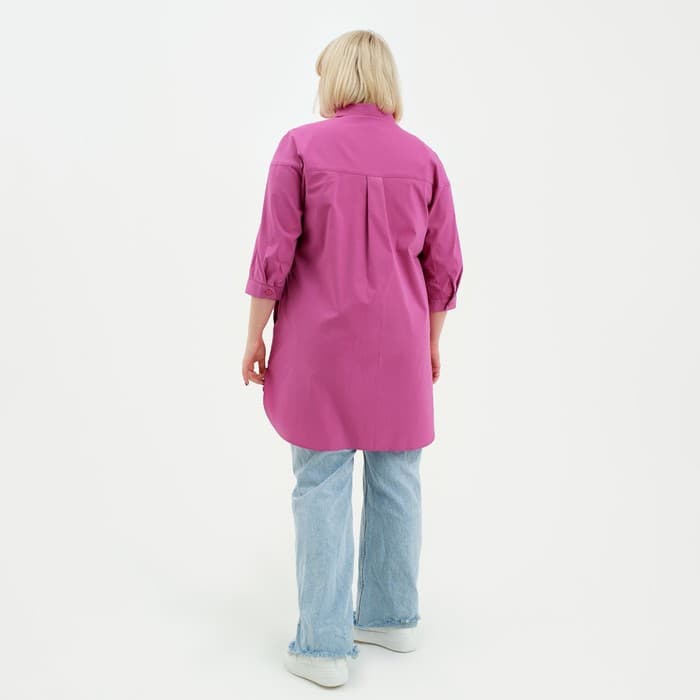 Рубашка женская с воланом MIST plus-size, размер 52, розовая